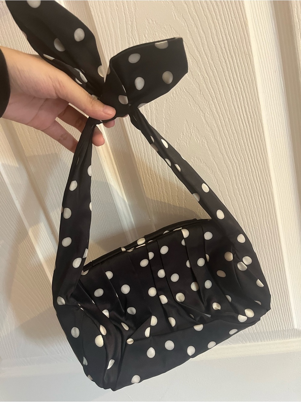 Rejina Pyo Bag Black Polka Dot Satin Nane Purse